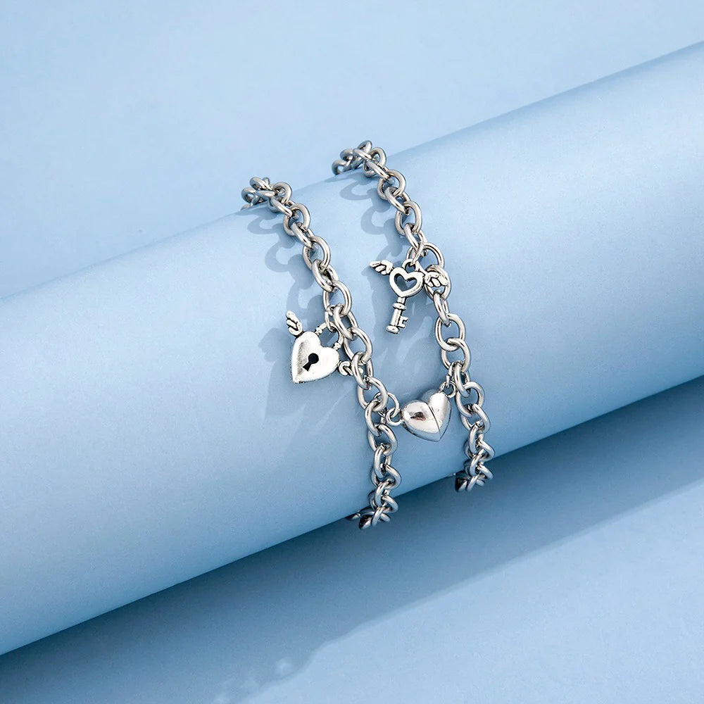 Couple Heart Magnet Bracelet