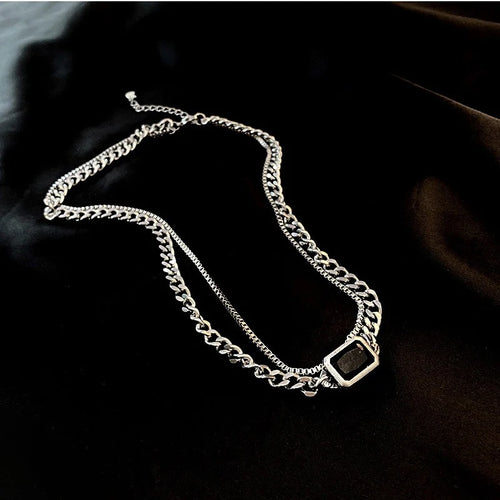 Black Square Necklace for women