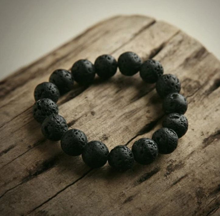 Lava stone Black Beads Bracelet For Men Women