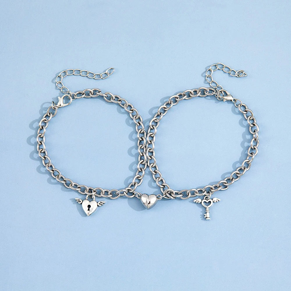 Couple Heart Magnet Bracelet