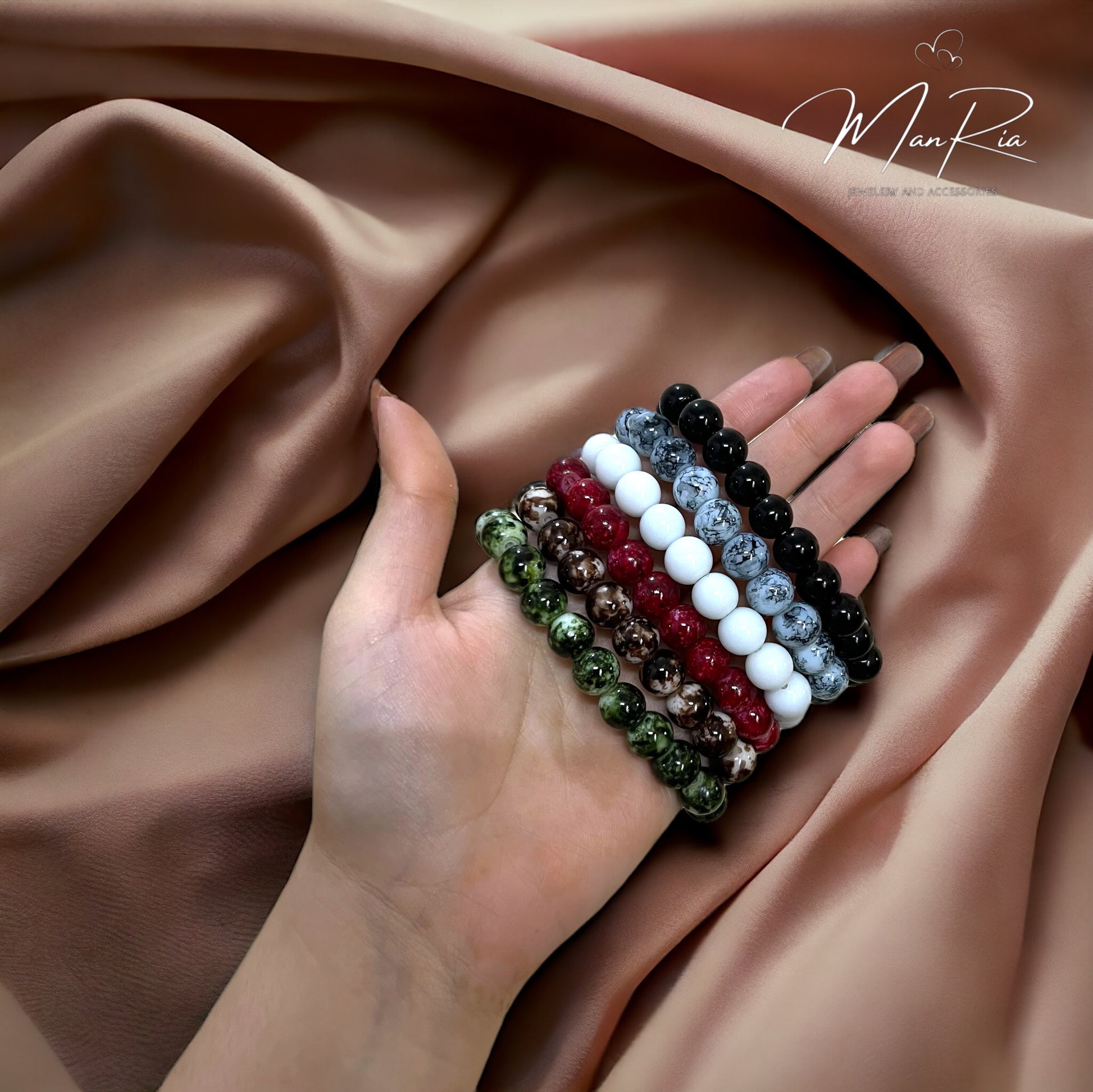 Set of 6 Texture Beads Bracelet