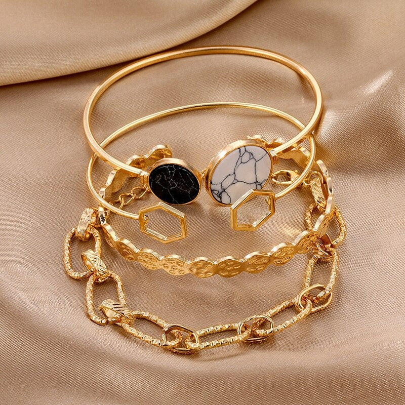 Texture Bangle Bracelet Set