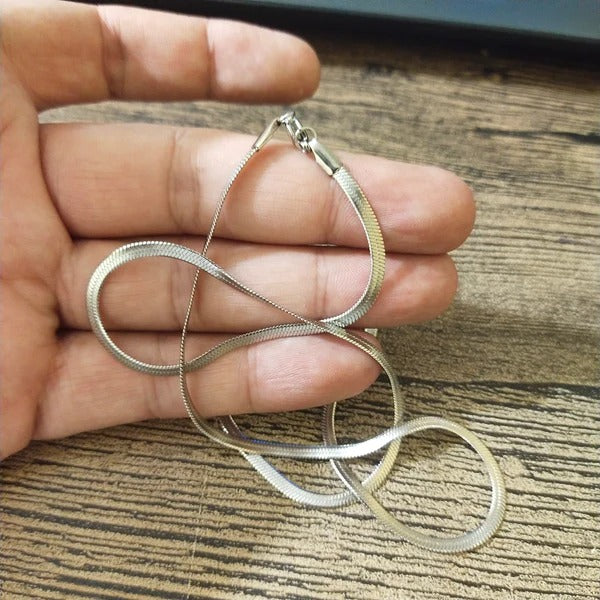 Silver Flat Snake Neck Chain 3mm for Men Women HIGH