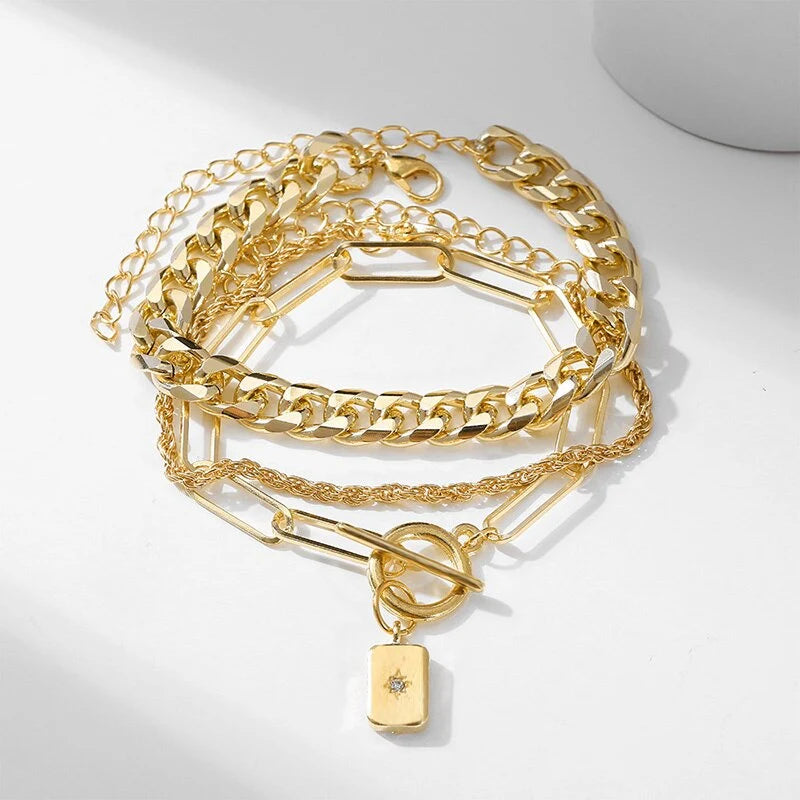 Hip Hop Chain Bracelet Set