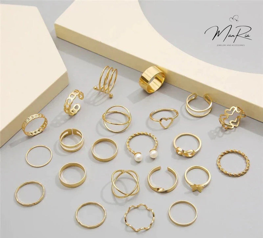 Rings Set 22pcs Golden