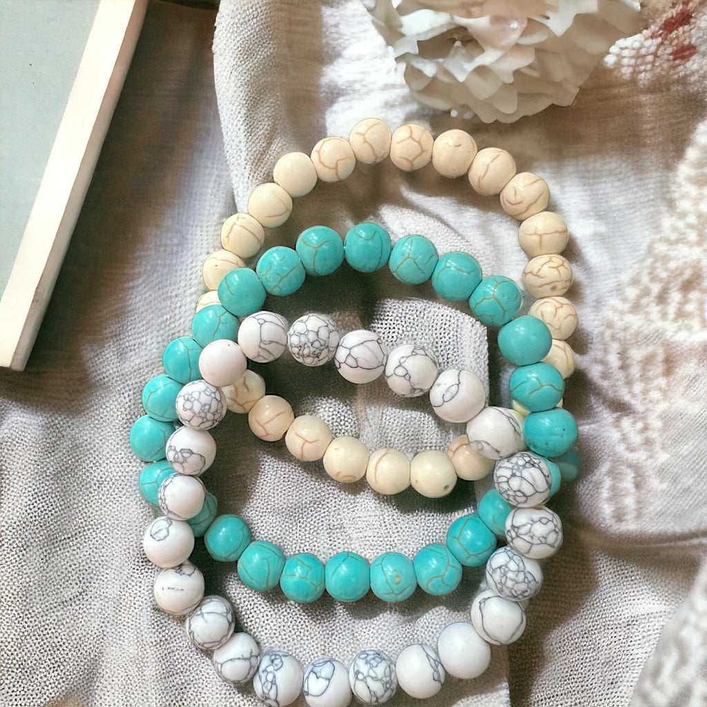 Set of 3 Marble beads bracelet for Men/Women