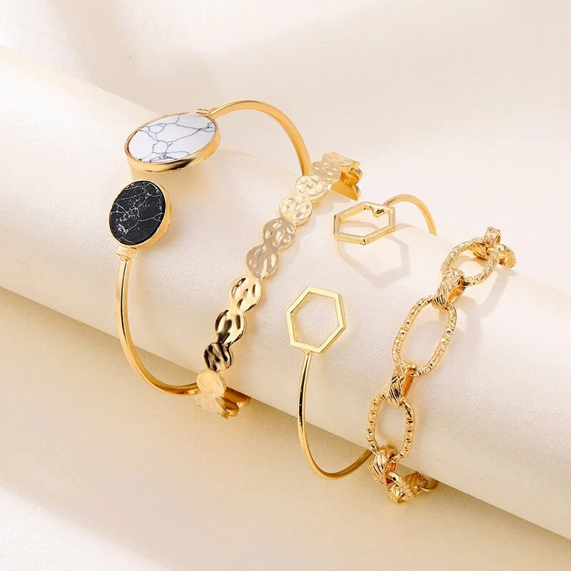 Texture Bangle Bracelet Set