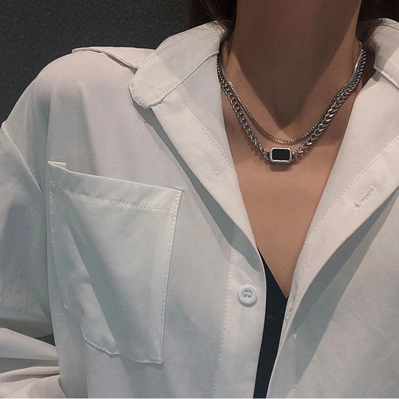 Black Square Necklace for women