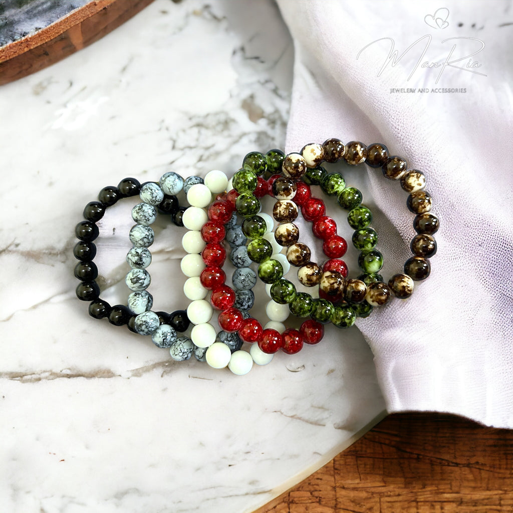 Set of 6 Texture Beads Bracelet