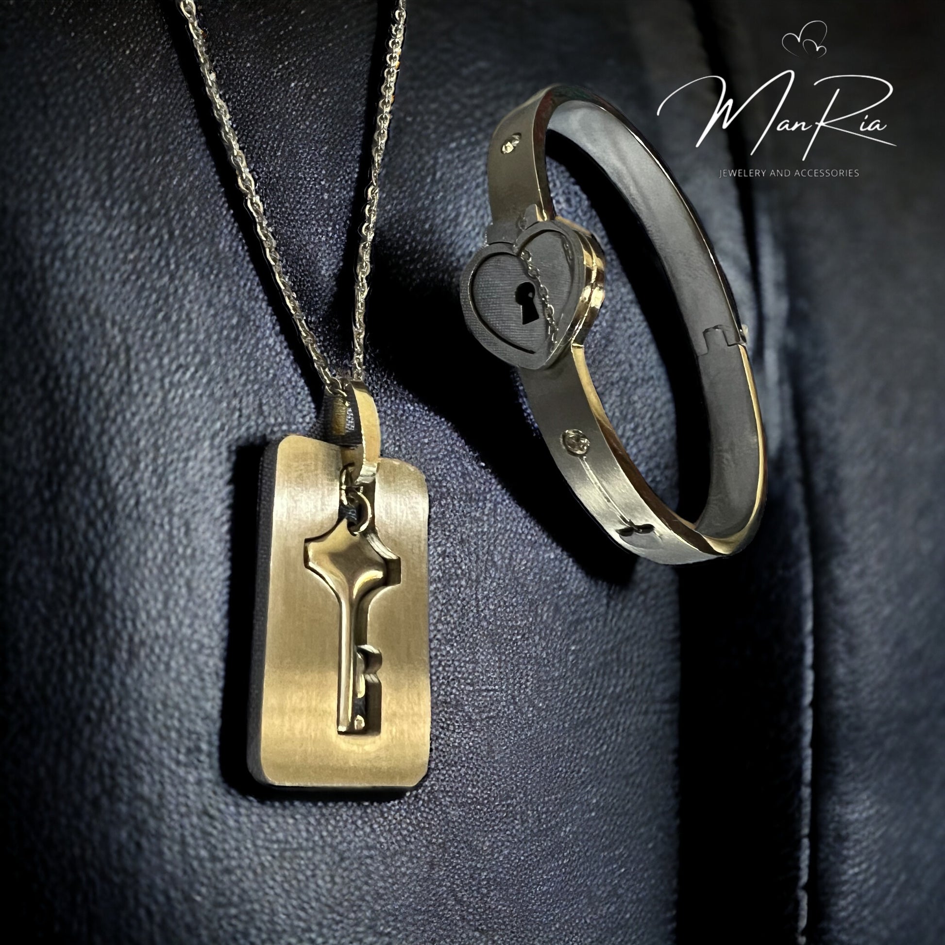 Lock Key Pendant and Bangle Set