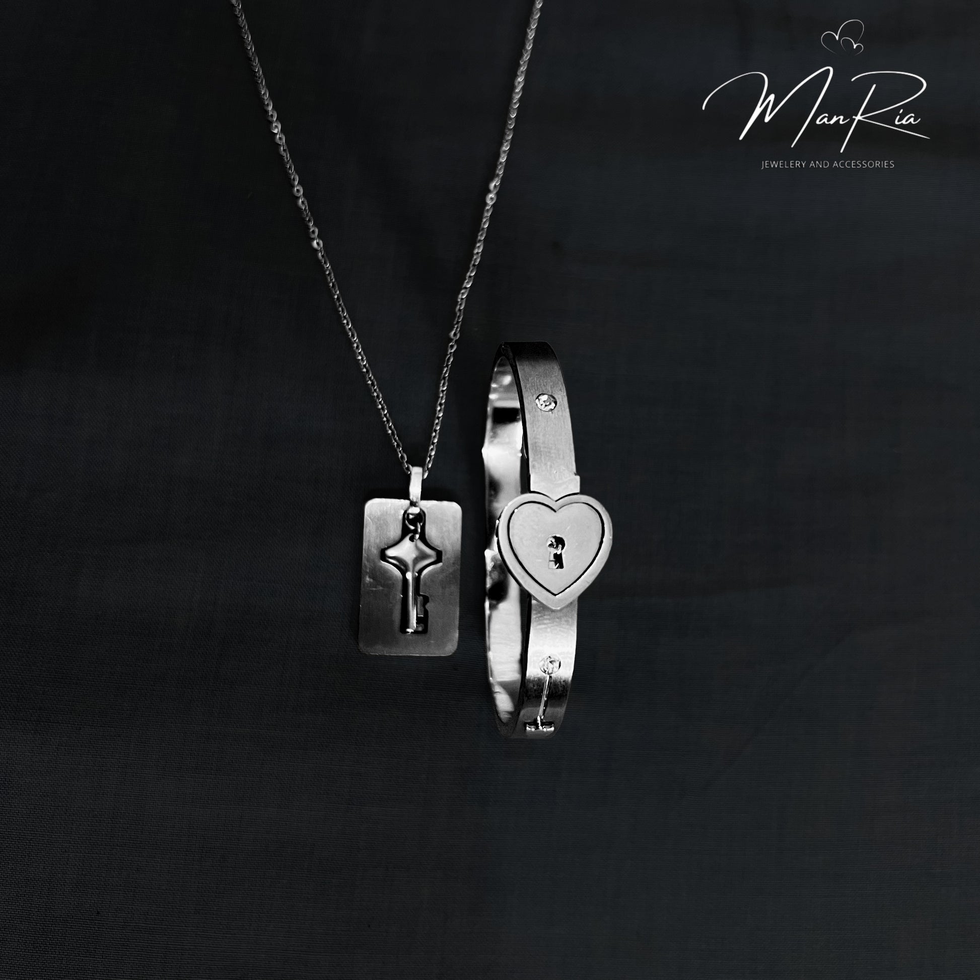 Lock Key Pendant and Bangle Set