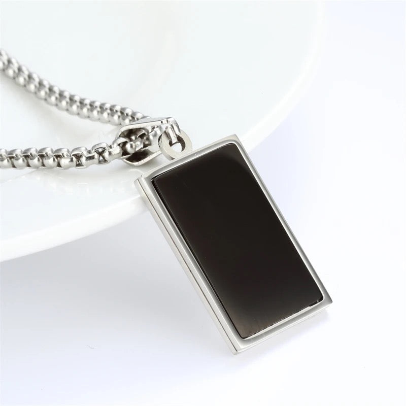 Plain Rectangular Black pendent for Men Women