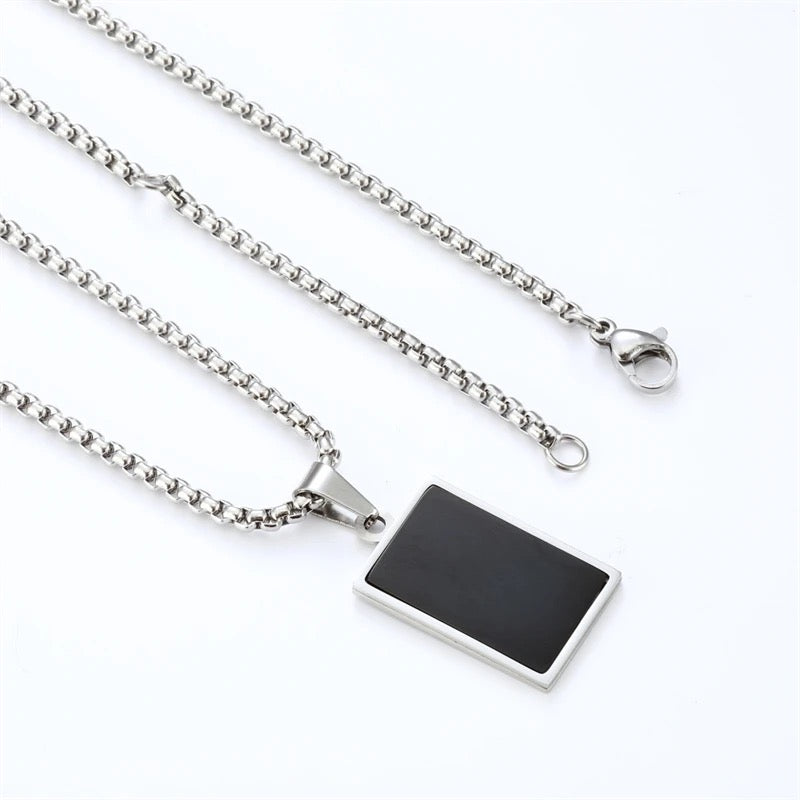 Plain Rectangular Black pendent for Men Women