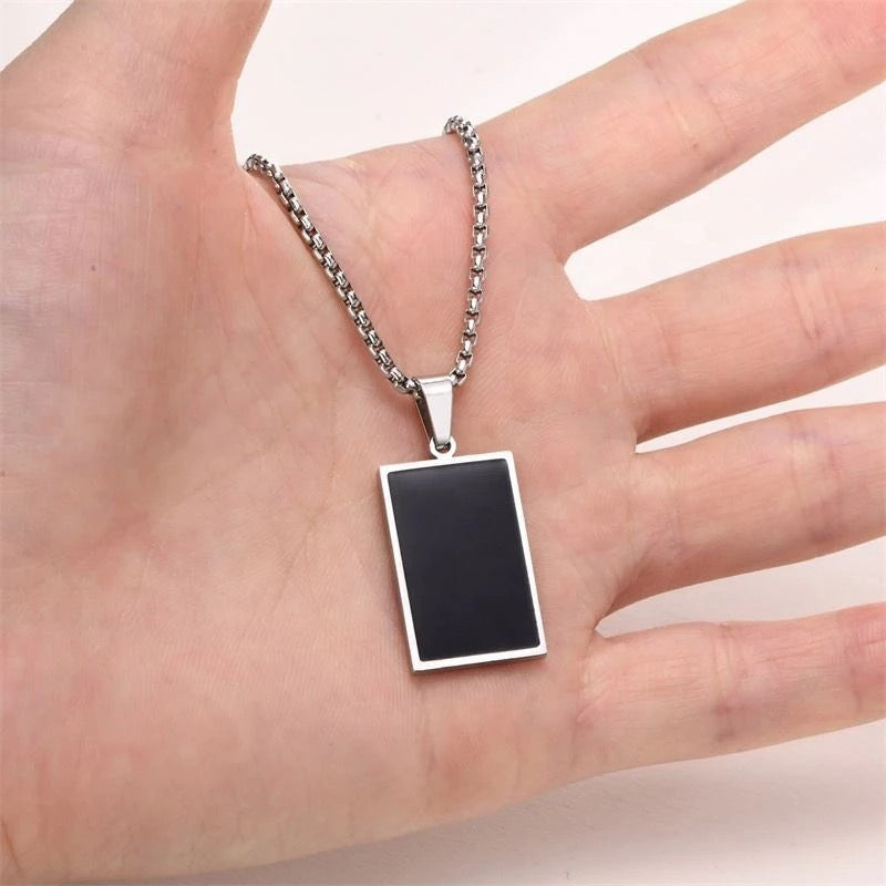 Plain Rectangular Black pendent for Men Women