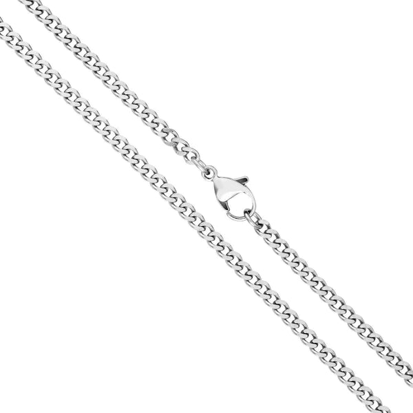 Curb Neck Chain For Men Silver 3mm (Stainless steel)