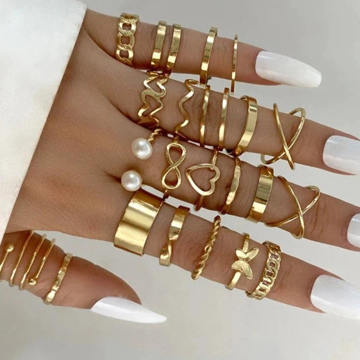Rings Set 22pcs Golden