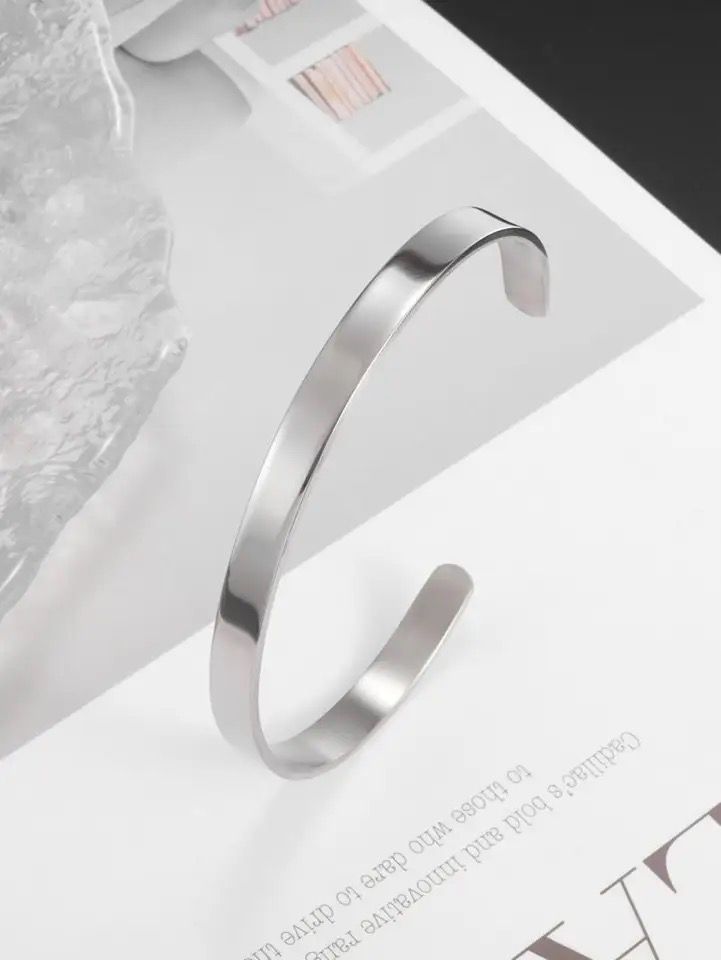 Plain Silver Bangle brecelet for Men