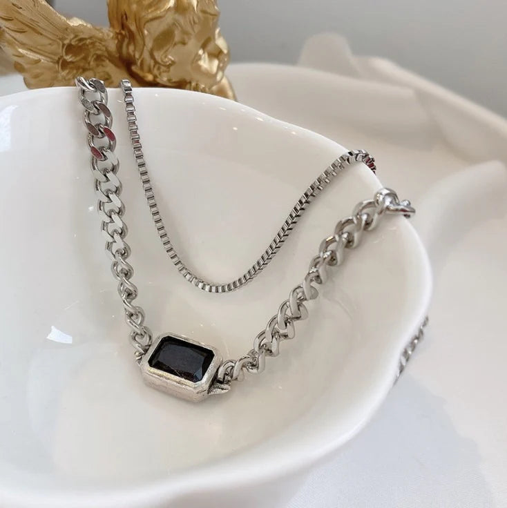 Black Square Necklace for women