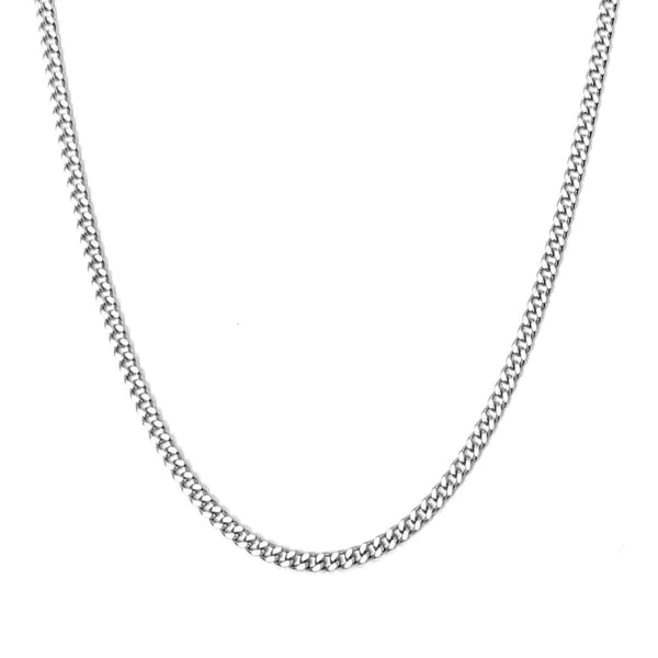 Curb Neck Chain For Men Silver 3mm (Stainless steel)