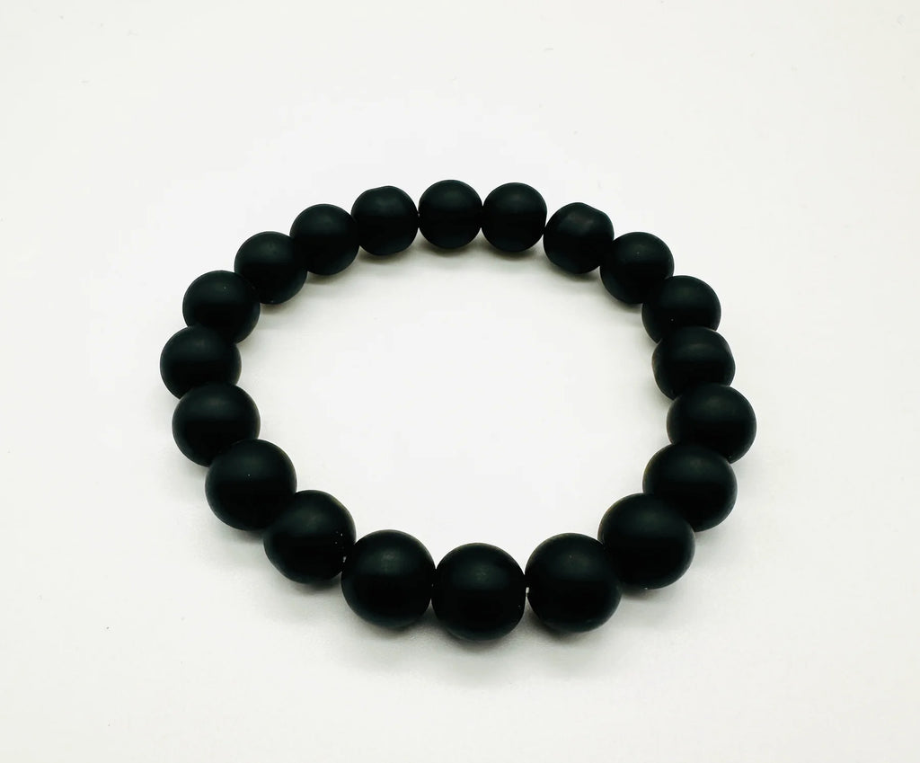 Matt Black Beads Bracelet For Men Women