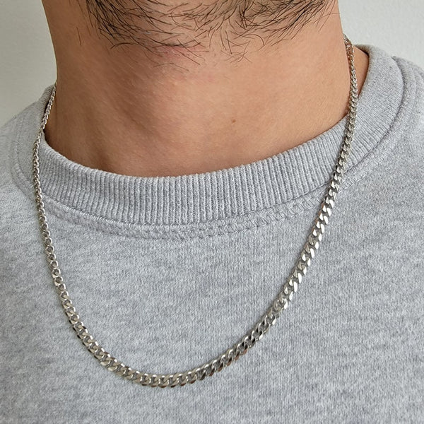 Curb Neck Chain For Men Silver 5mm (Stainless steel)
